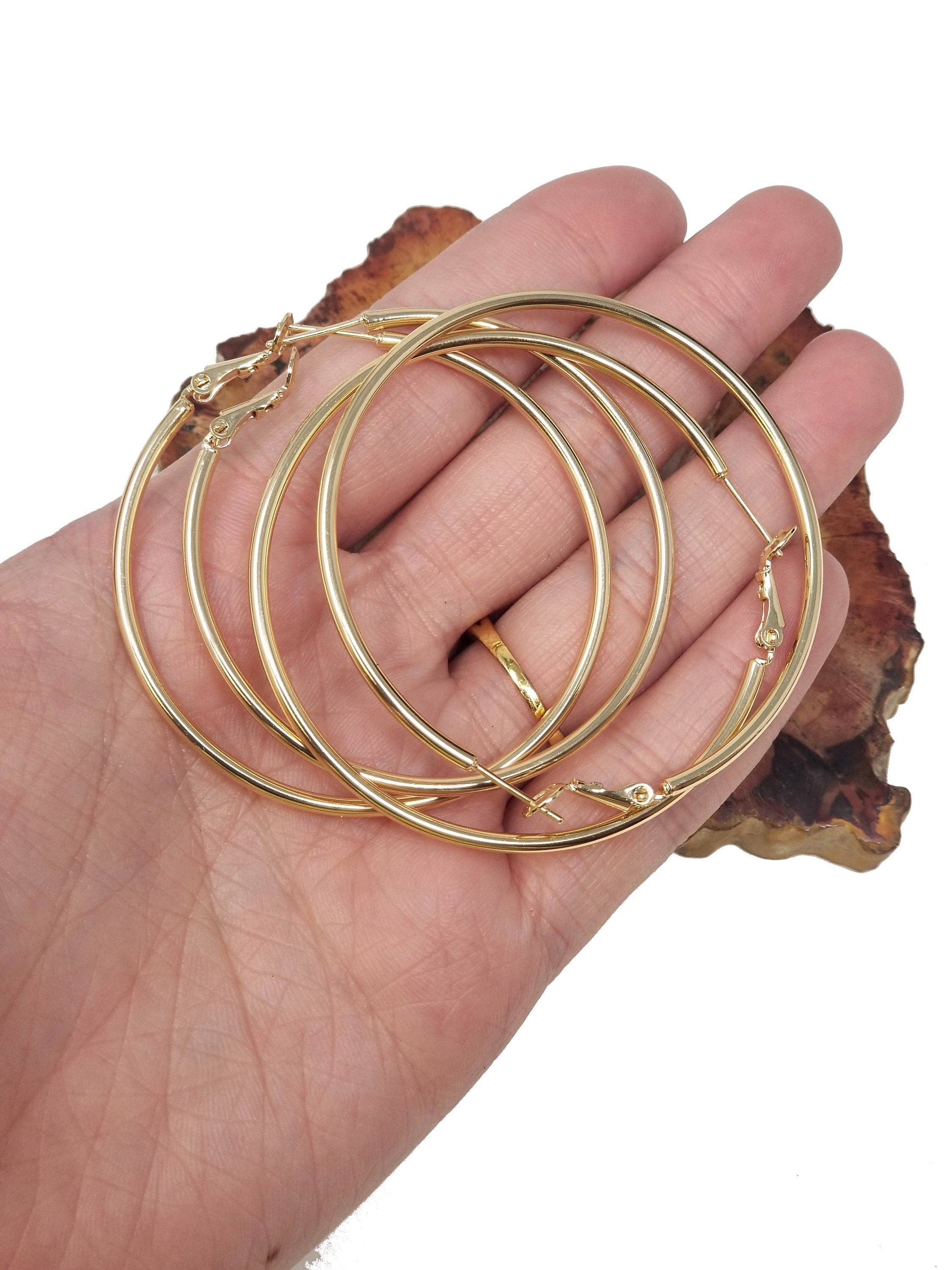 50mm 55mm Gold filled Hoops Earrings w/Clutch, 14k Gold-Filled Findings 1 Pair 1mm Gold Filled Hoops, Hoop Earrings