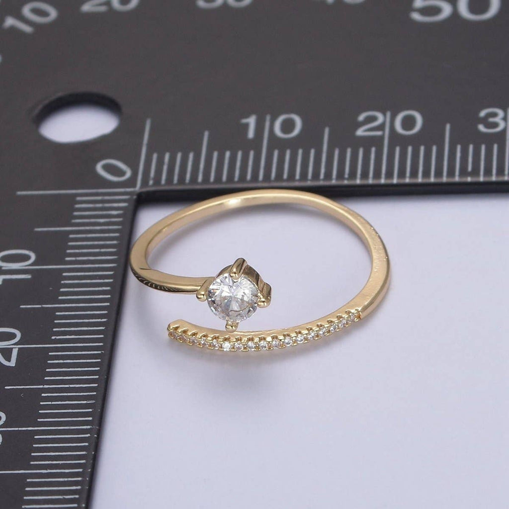 Dainty Crystal Zirconia CZ Stone Open Ring, Minimalist 16K Gold Filled Promise Ring, Adjustable Open Stacking Ring For Valentine Anniversary | U-422