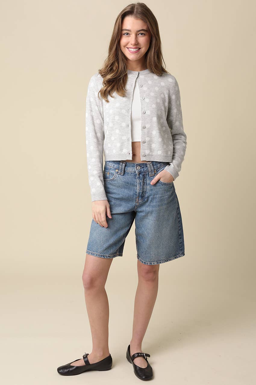 Callie Polka Dot Cropped Cardigan