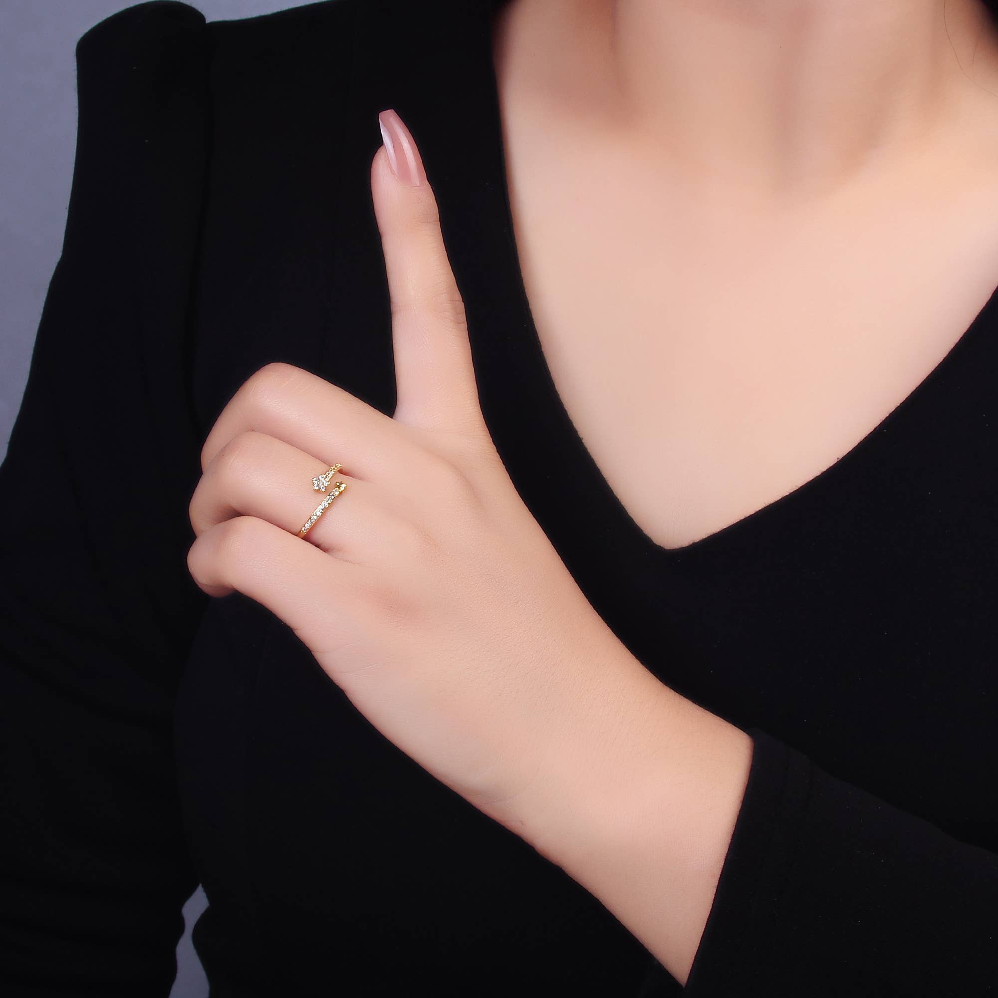 24K Gold Filled  Celestial CZ Paved Claw Ring | O825