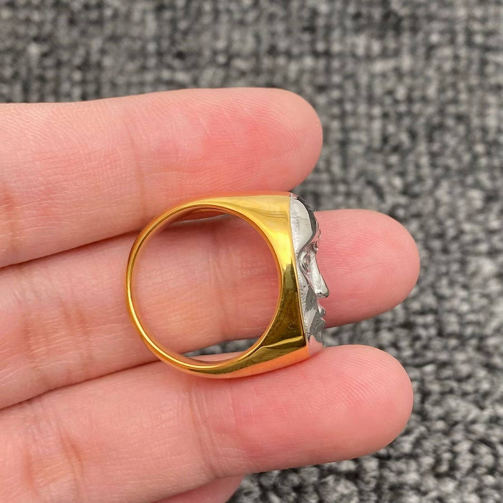 Face Design Two Tone 18K Gold Plated S.Steel Ring - FGS