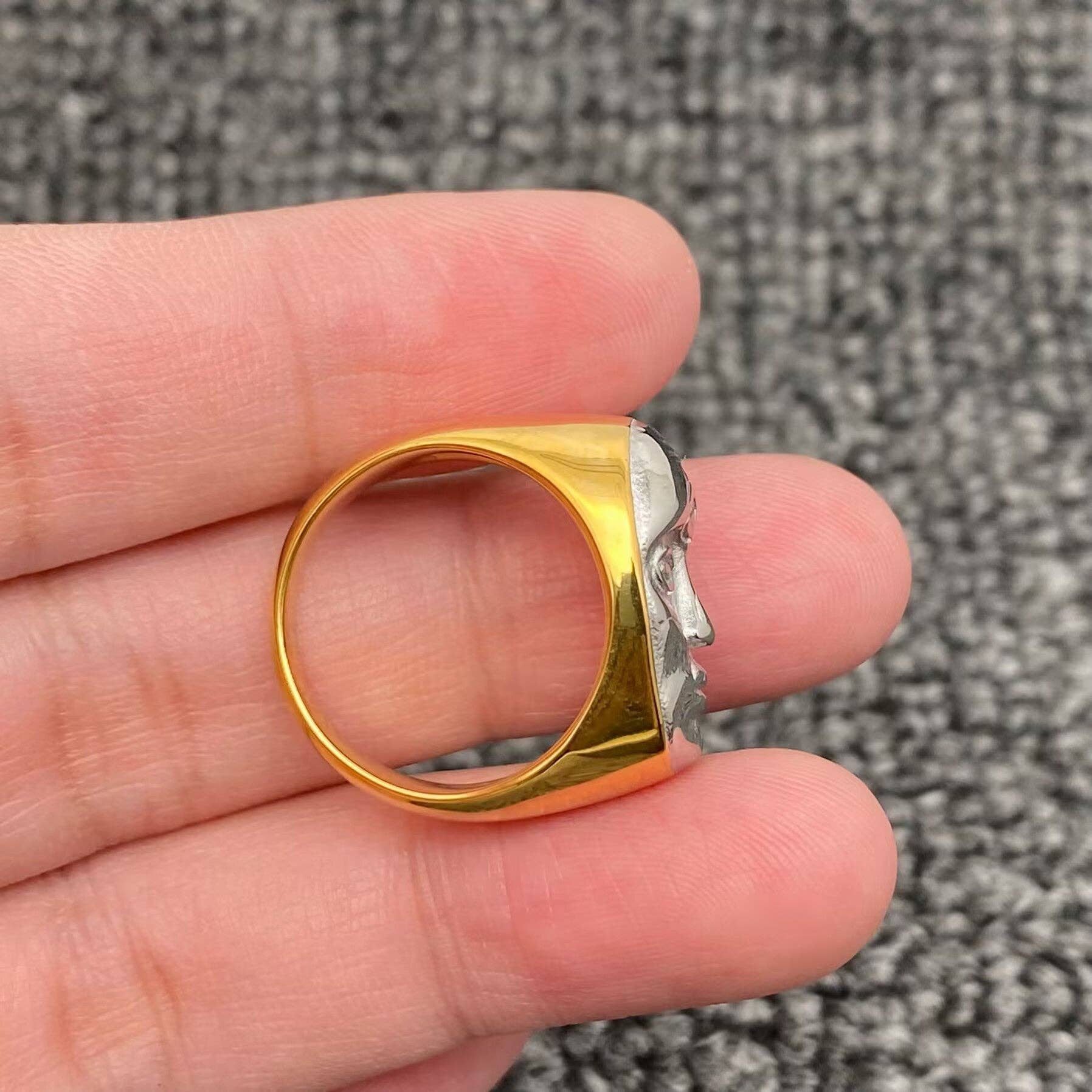 Face Design Two Tone 18K Gold Plated S.Steel Ring - FGS