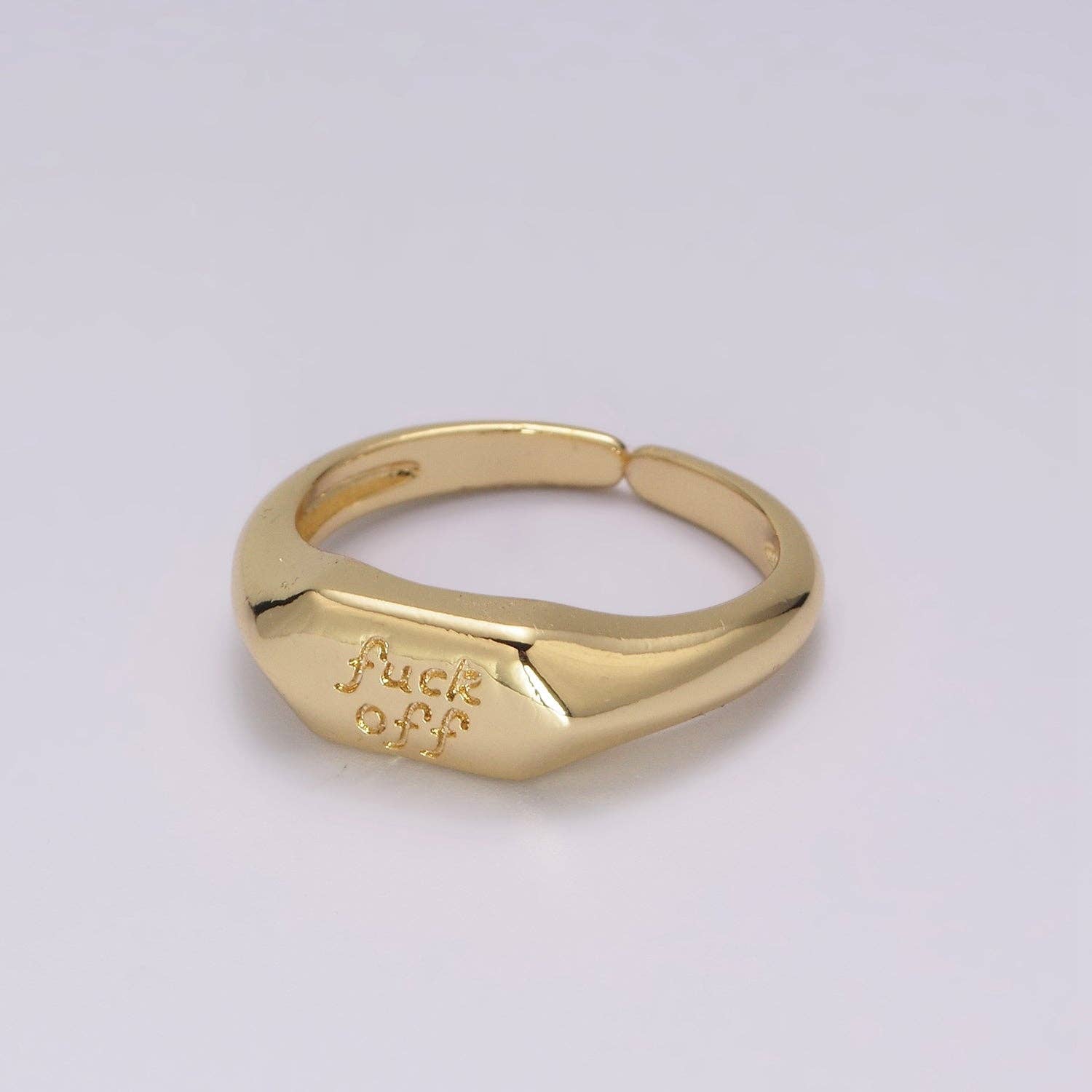 Dainty Gold Fuck Off  Signet Ring Fuckoff rings Open Adjustable signet ring gold rings for women U-133