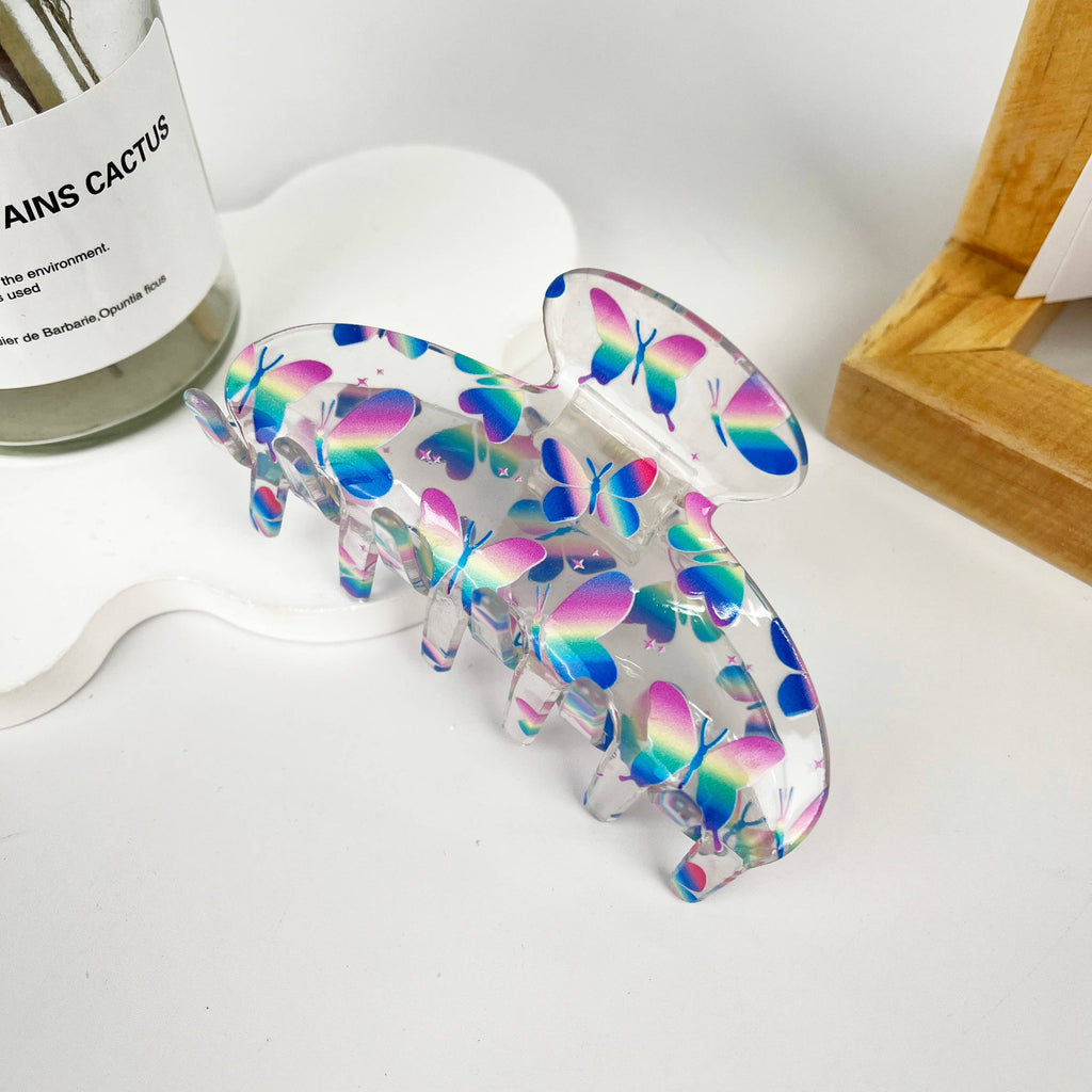 Floral Strawberry Print Hair Claw Clip