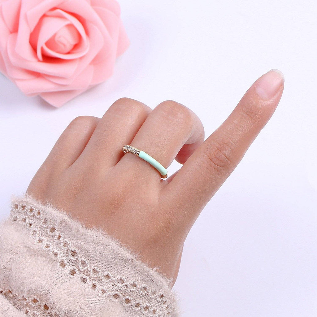 14K Gold Filled CZ Colorful Enamel Adjustable Ring S170~S179