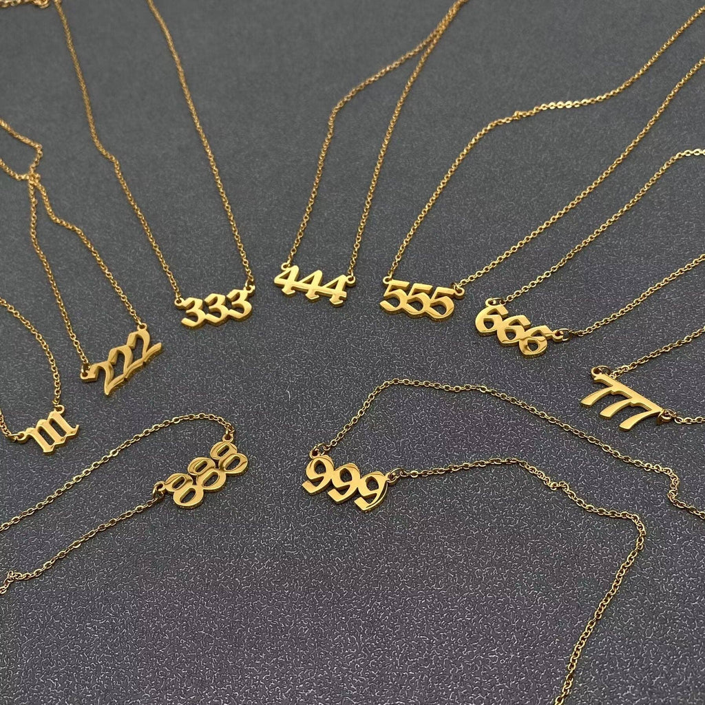 Lucky Numbers 18K Gold Plated Stainless Steel Necklace - FGS