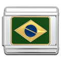Italian Charms - Brazil Flag, 9mm Enamel Bracelet Links