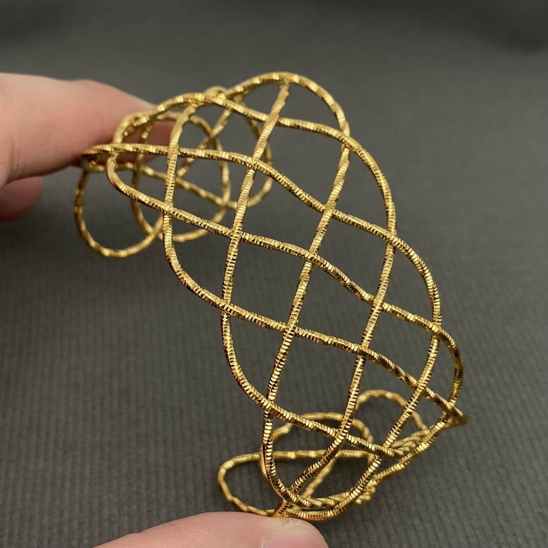 18K Gold Plated Stainless Steel Adjustable Mesh Cuff - FGS