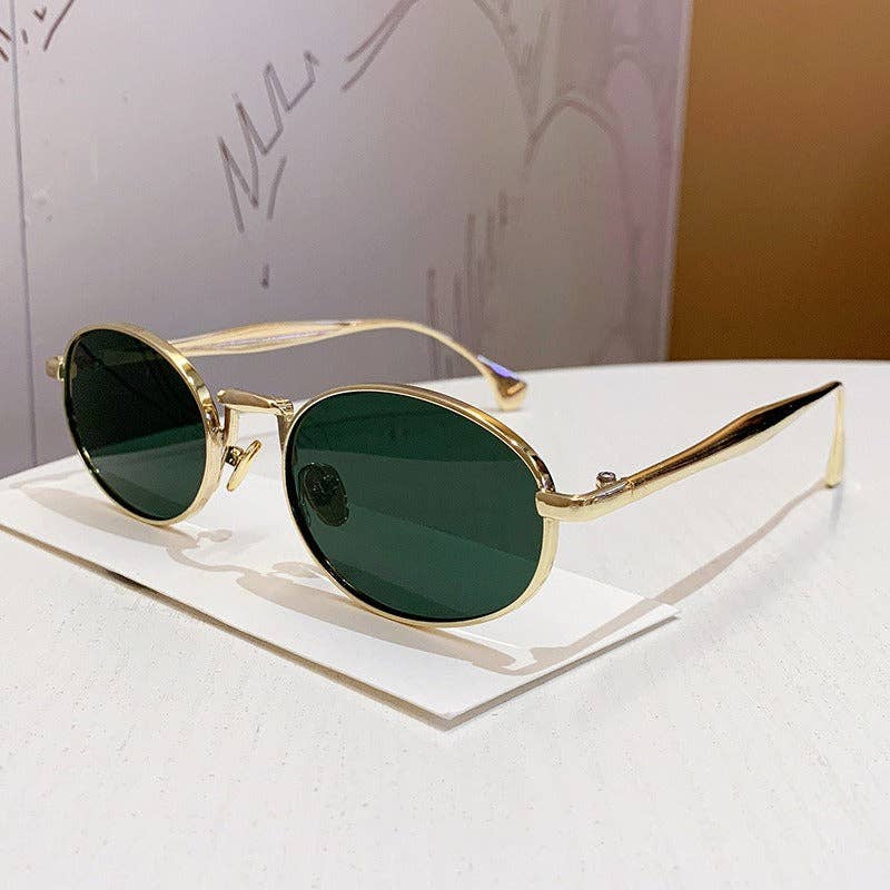 Trendy Oval Metal Frame Sunglasses for Men