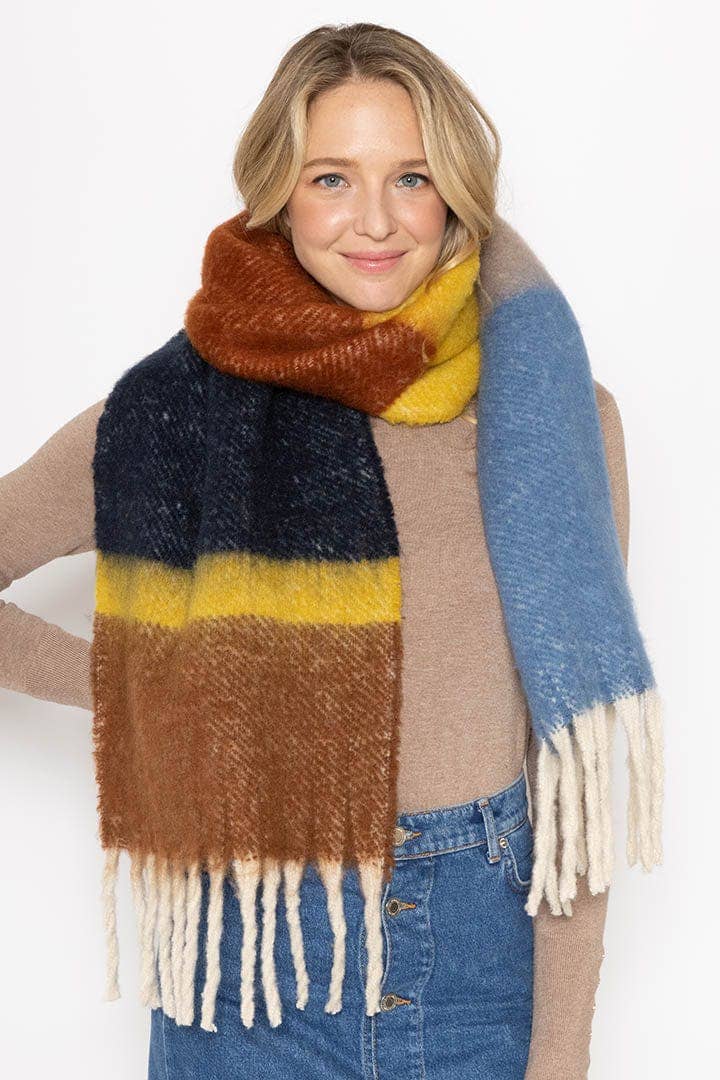 WCL120084 Sherrie Multi Stripe Cozy Scarf With Fringe