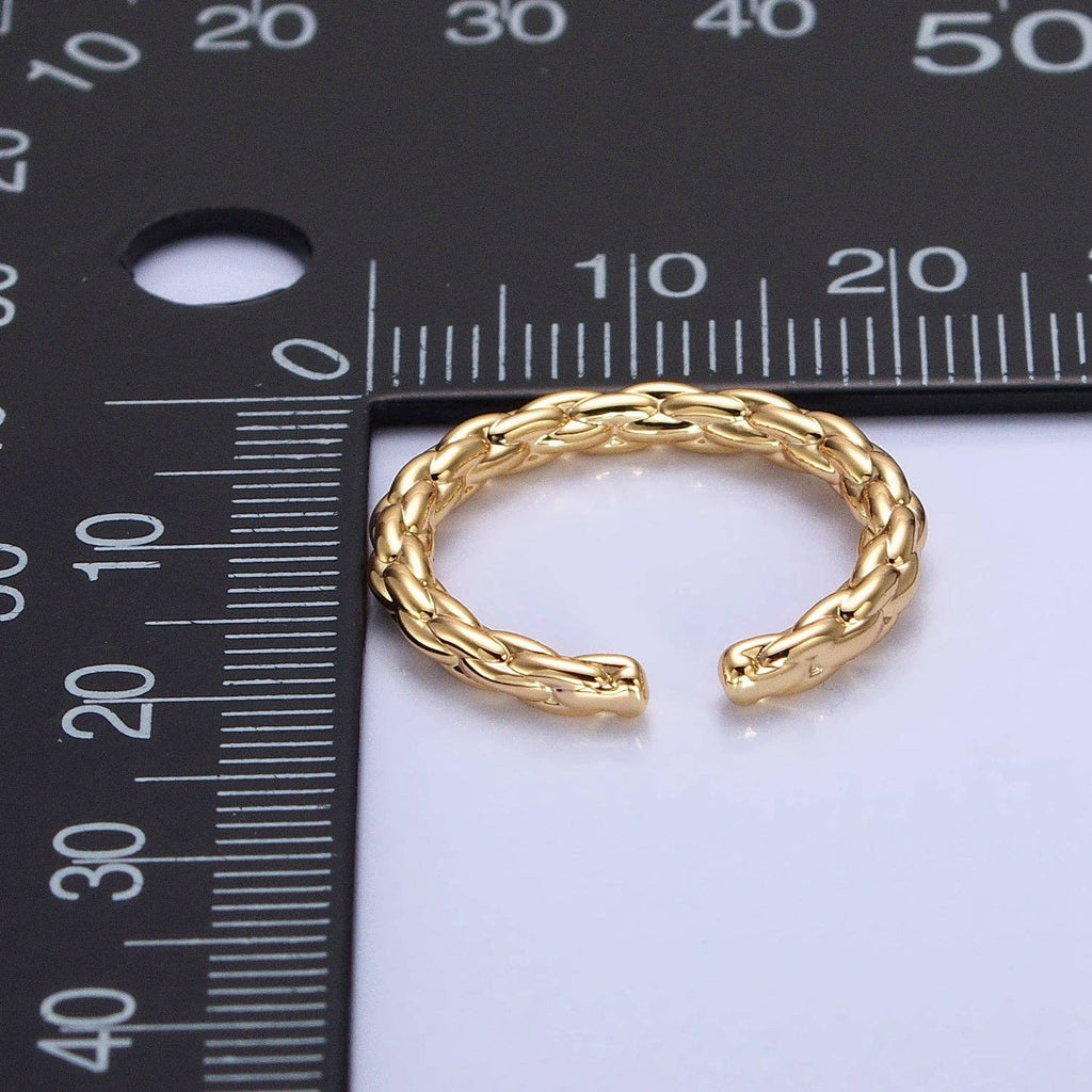 Dainty Gold Rope Ring Open Adjustable Silver Thin Ring