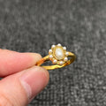 Vintage Inlaid CZ & Pearl 18K Gold Plated SS Ring - FGS