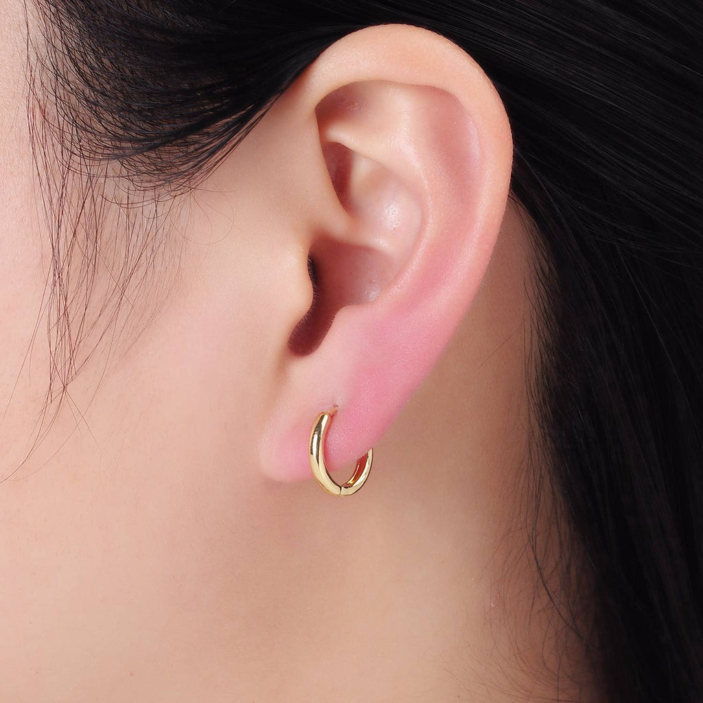 14K Gold Filled 13mm Minimalist Huggie Earrings | P505