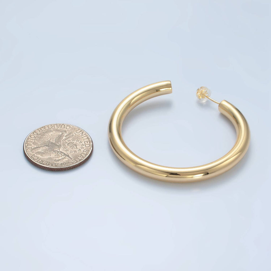 24K Gold Filled 50mm Minimalist Hoops | AD715 AD716