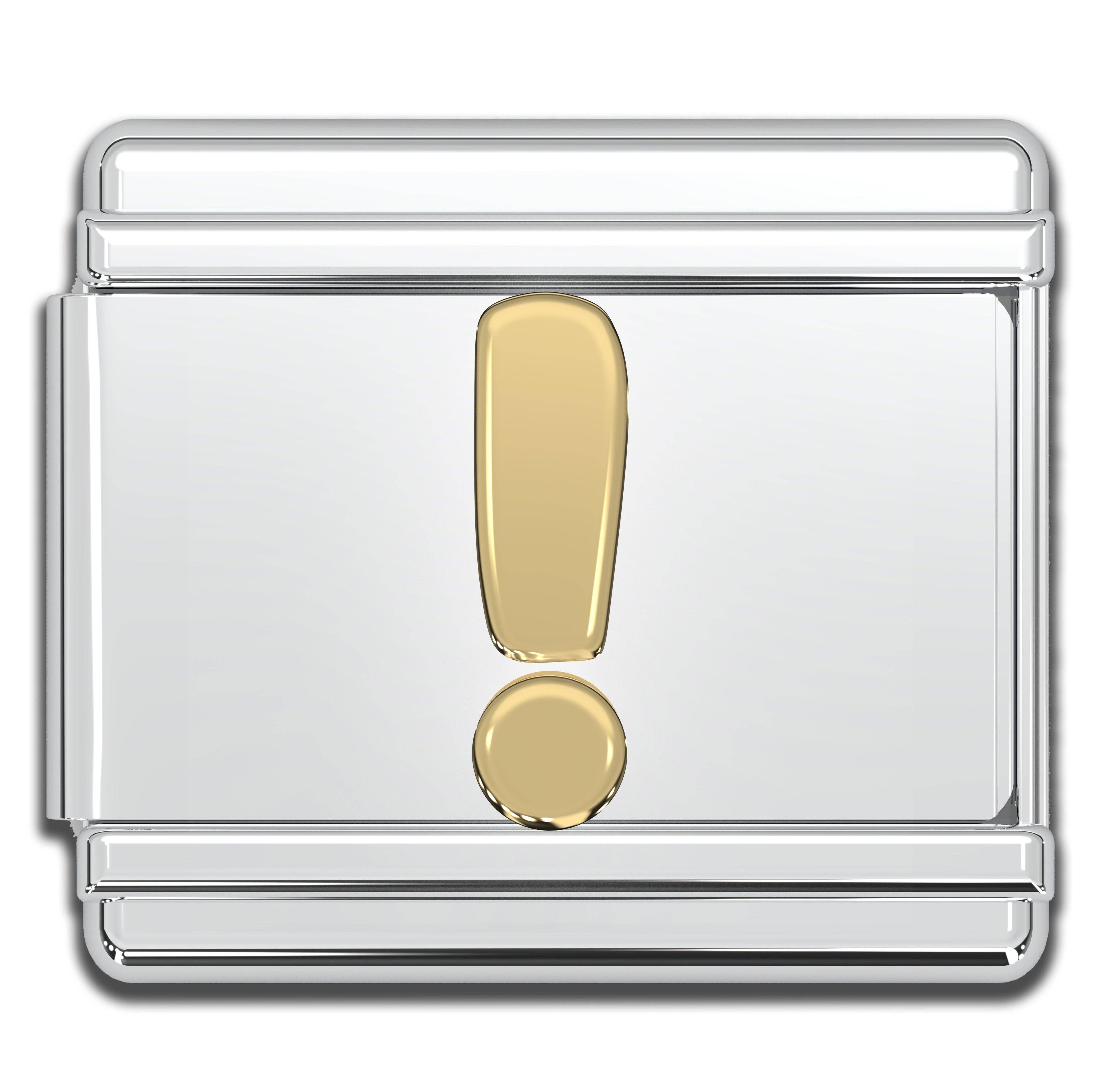 Italian Bracelet Charm Letter - 9mm Gold Exclamation Mark Link