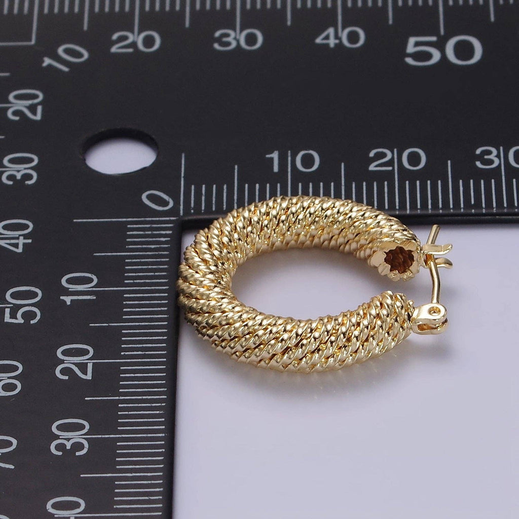 14K Gold Filled 25mm Twisted Rope Band Hoop Earrings AE660