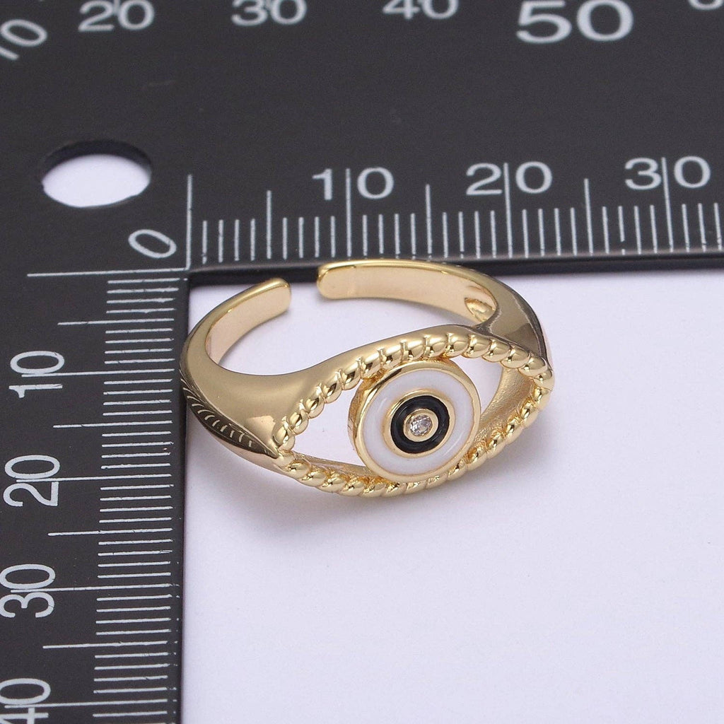 Gold Filled Colorful Evil Eye Open Ring U254 U255 U256 U257