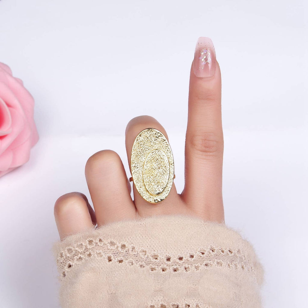 14K Gold Filled Double Oval Hammered Ring | O1321