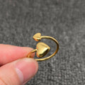 18K Gold Plated SS Glossy Double Heart Adjustable Ring - FGS