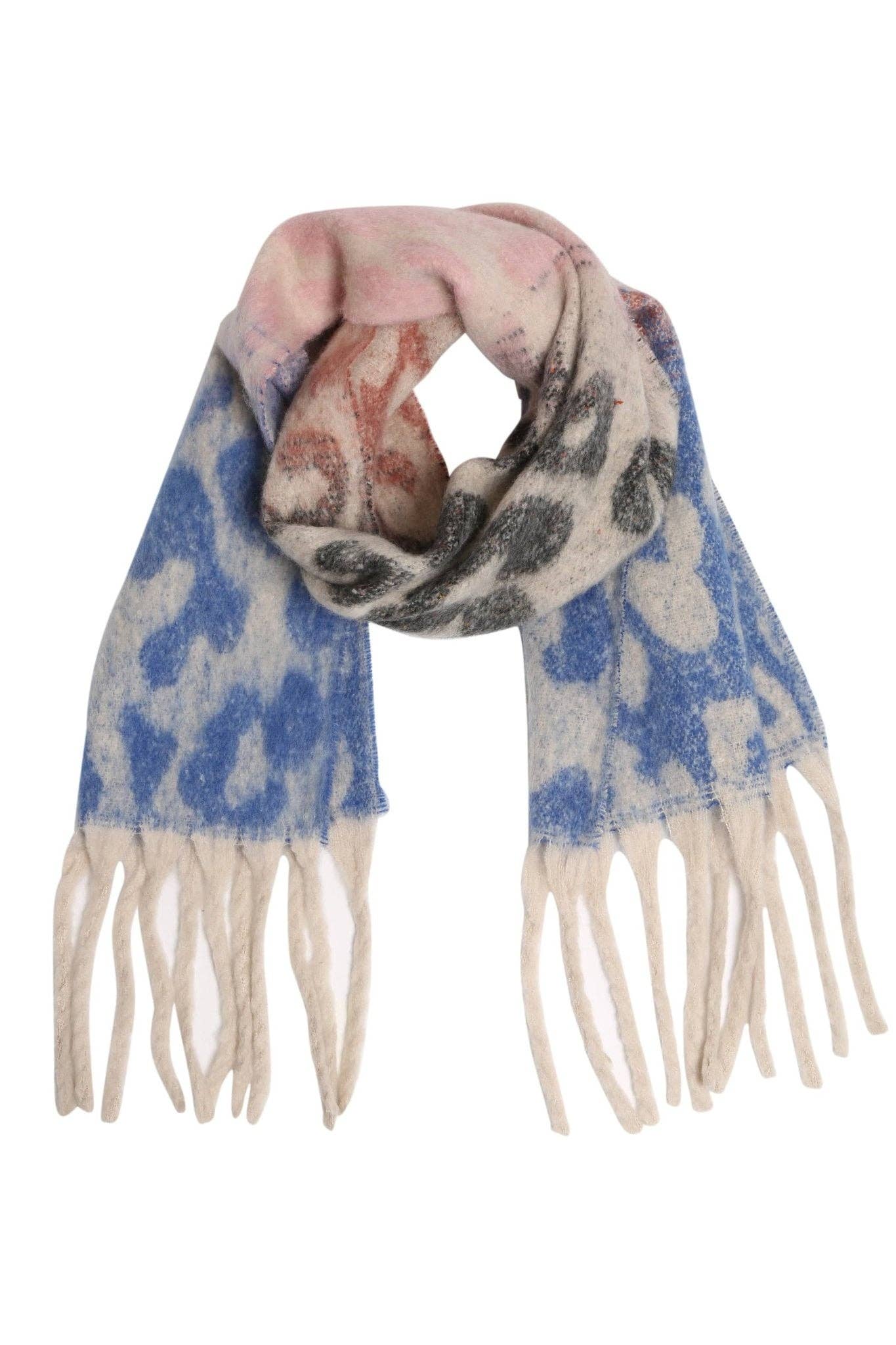 JS2417 Leopard Chunky Oblong Scarf with Fringe