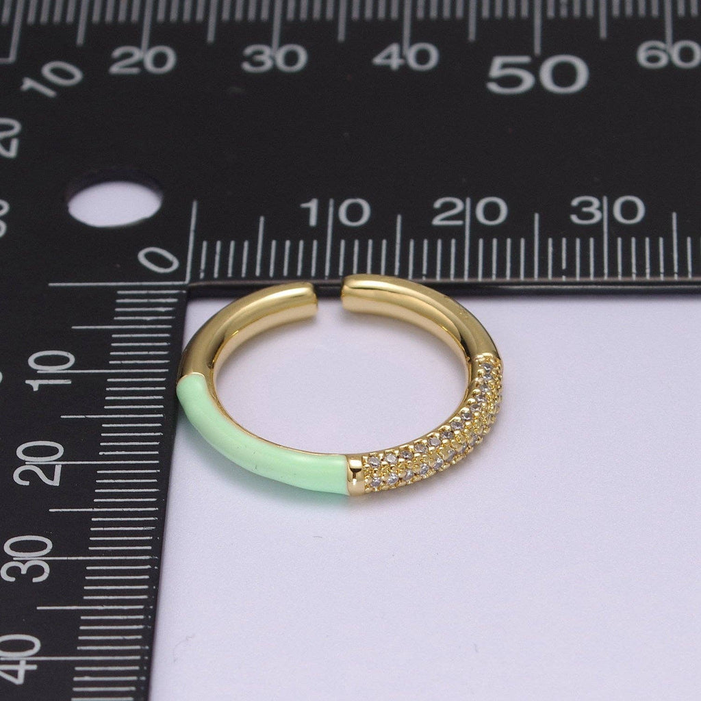 14K Gold Filled CZ Colorful Enamel Adjustable Ring S170~S179