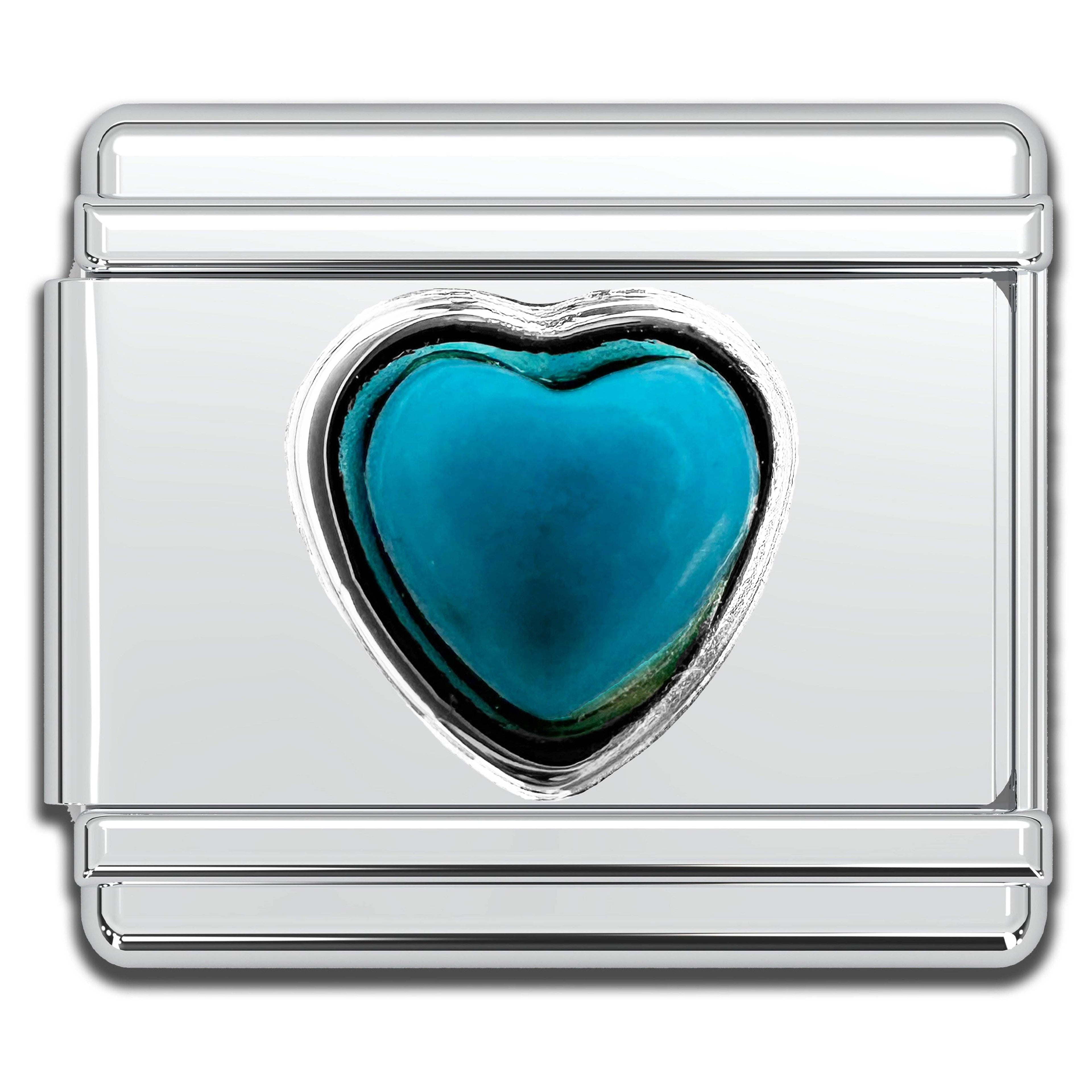 Italian Charm Bracelet Charms - Gemstone Heart Links