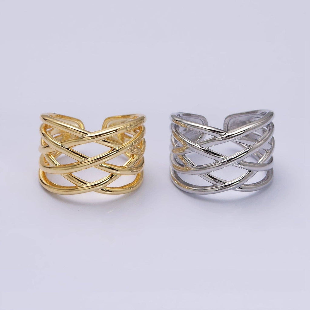 Gold Filled Geometric Multiple Band Statement Ring