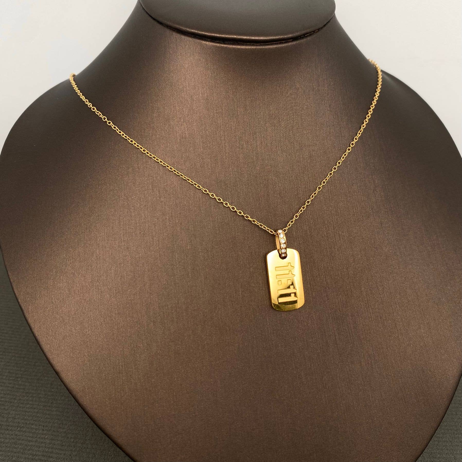 CZ Inlaid '11:11' Charm 18K Gold Plated S.Steel Necklace - FGS