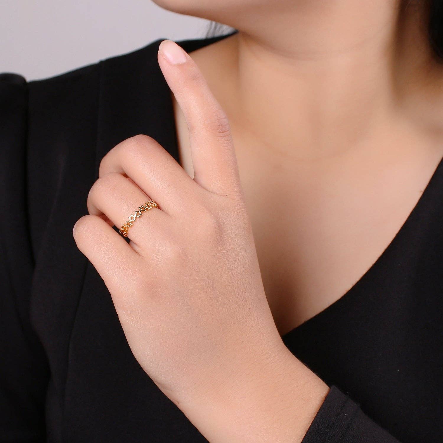 Dainty Star Ring, Gold Minimalist Ring, Stacking Rings for Women, Simple Open Ring, 18k Gold Filled Ring, Gift for Her