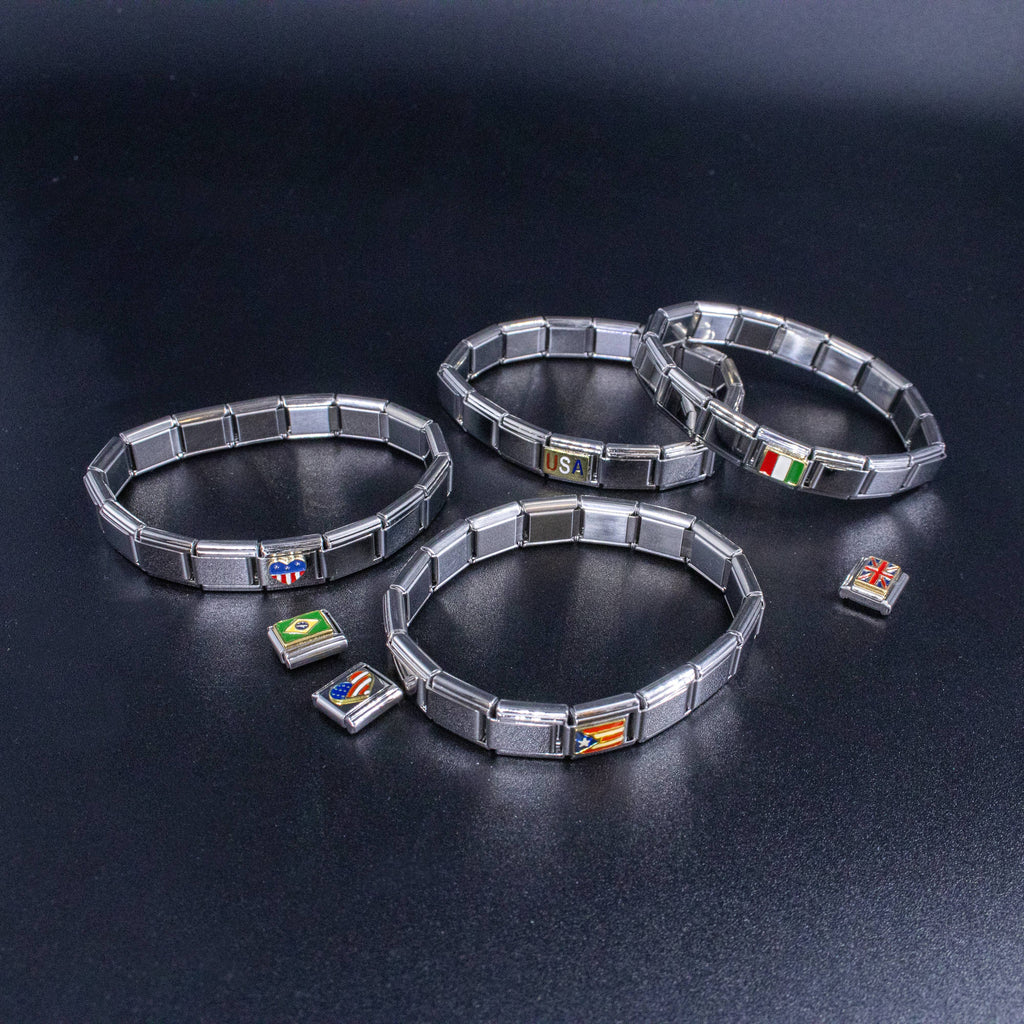 Italian Charms - UK Flag, 9mm Enamel Bracelet Links
