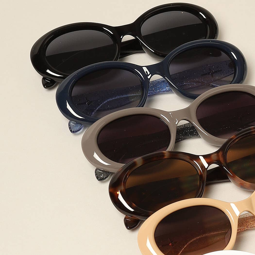 Women's Trendy Oval Glitter Sunglasses
