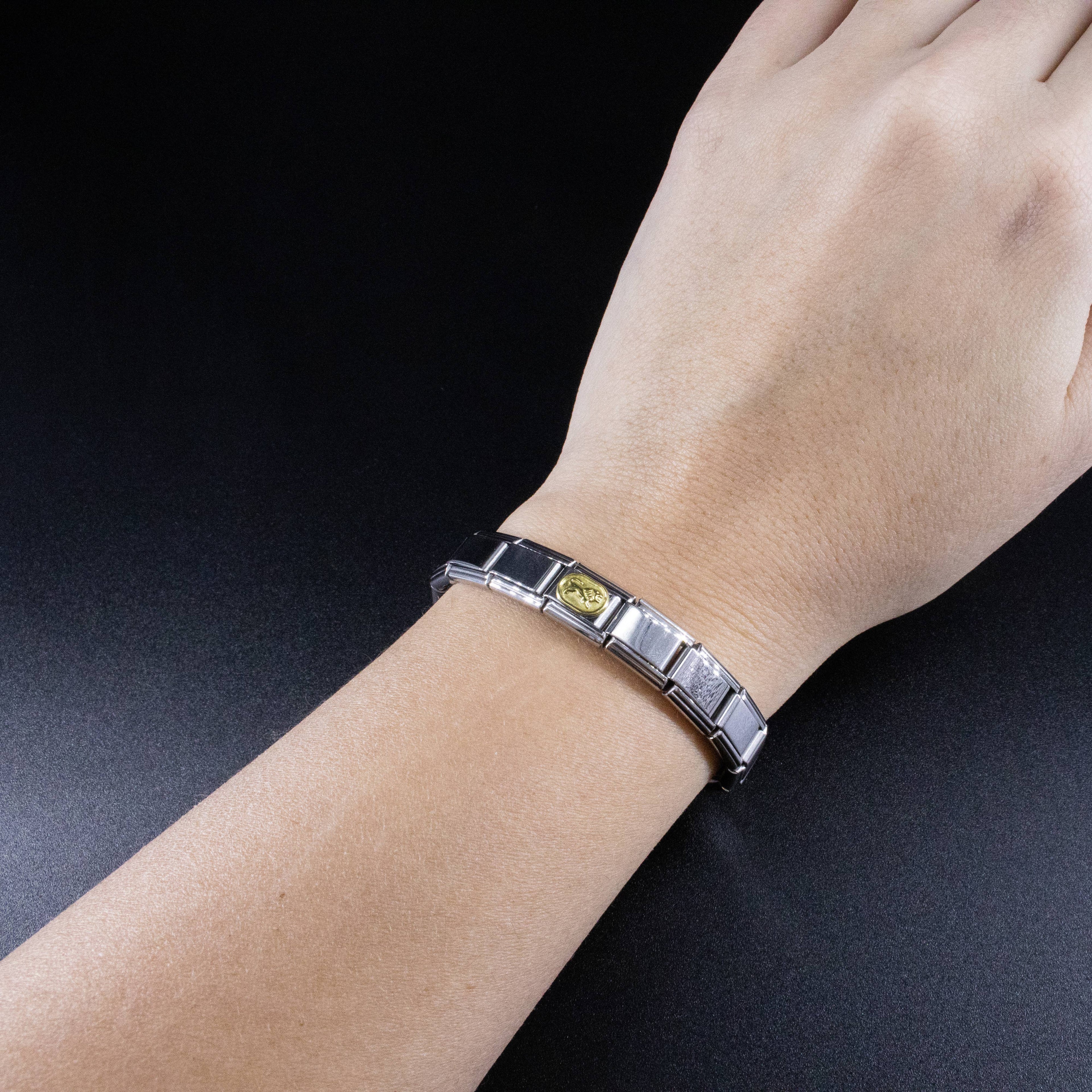 Italian Charms - Leo Zodiac, 9mm Gold Bracelet Links