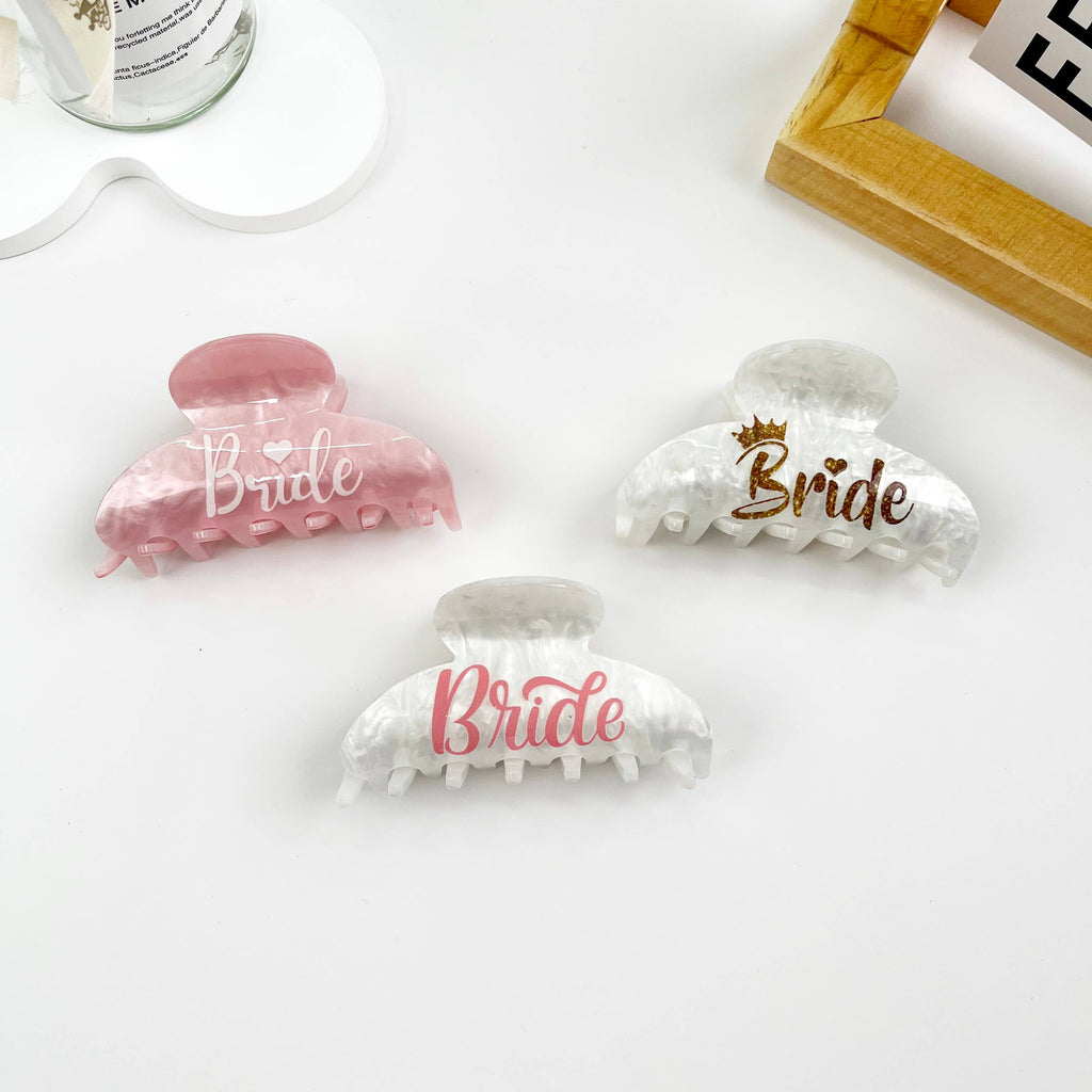 Elegant bride letter hair claw clip