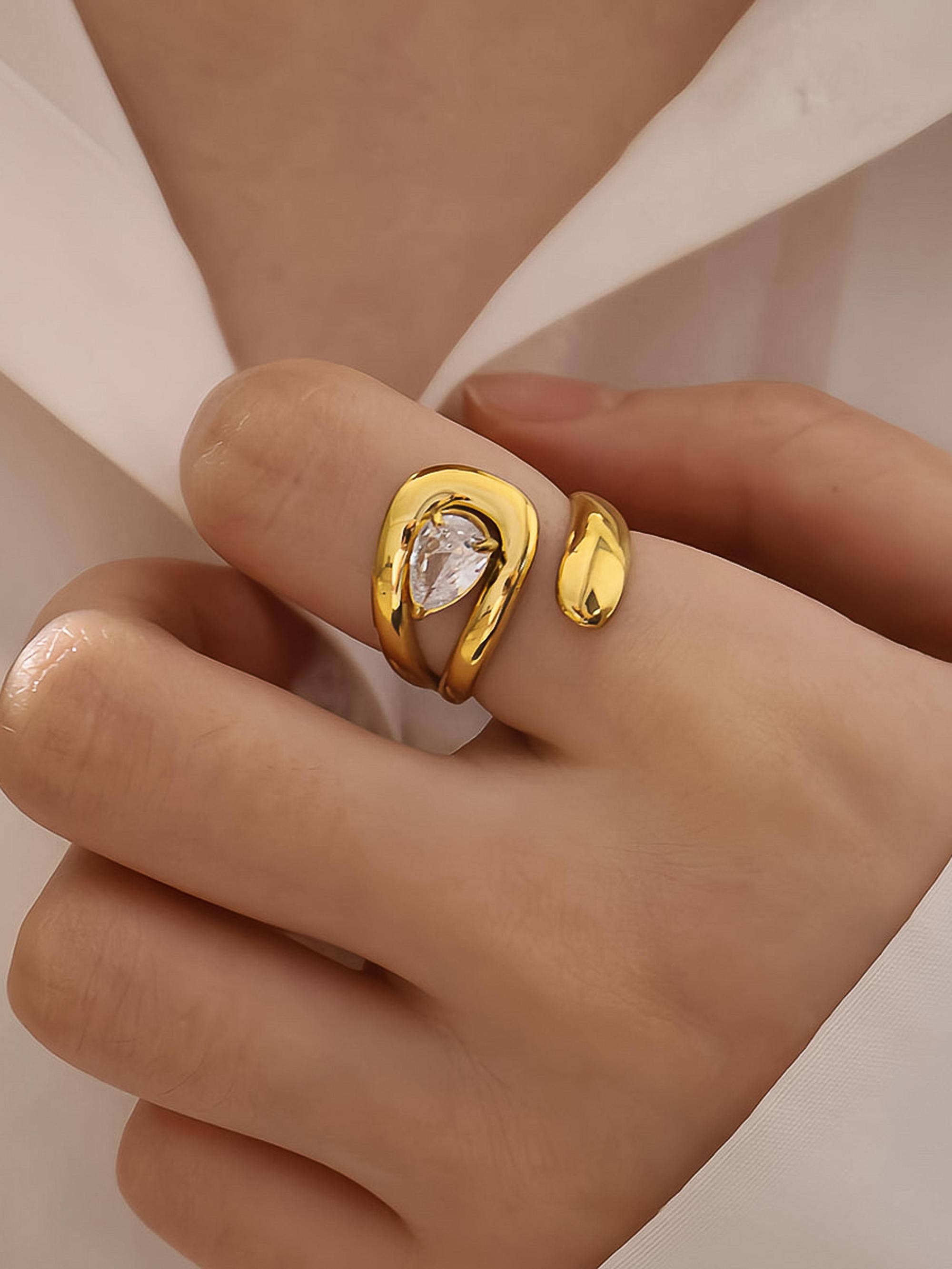Ronnie 18K Gold Non-Tarnish Wrap CZ Ring