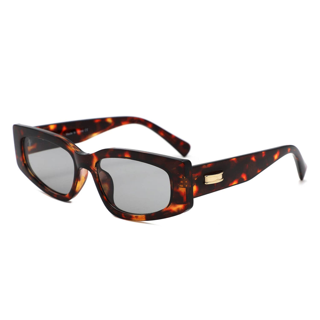 Slim Rectangle Thick Frame Narrow Fashion Sunglasses