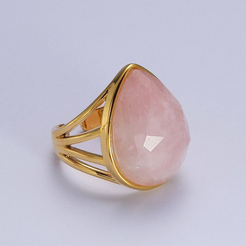 Gold Filled Multifaceted Teardrop Gemstone Ring | O-152~O-157 O-165 O-186 O-187