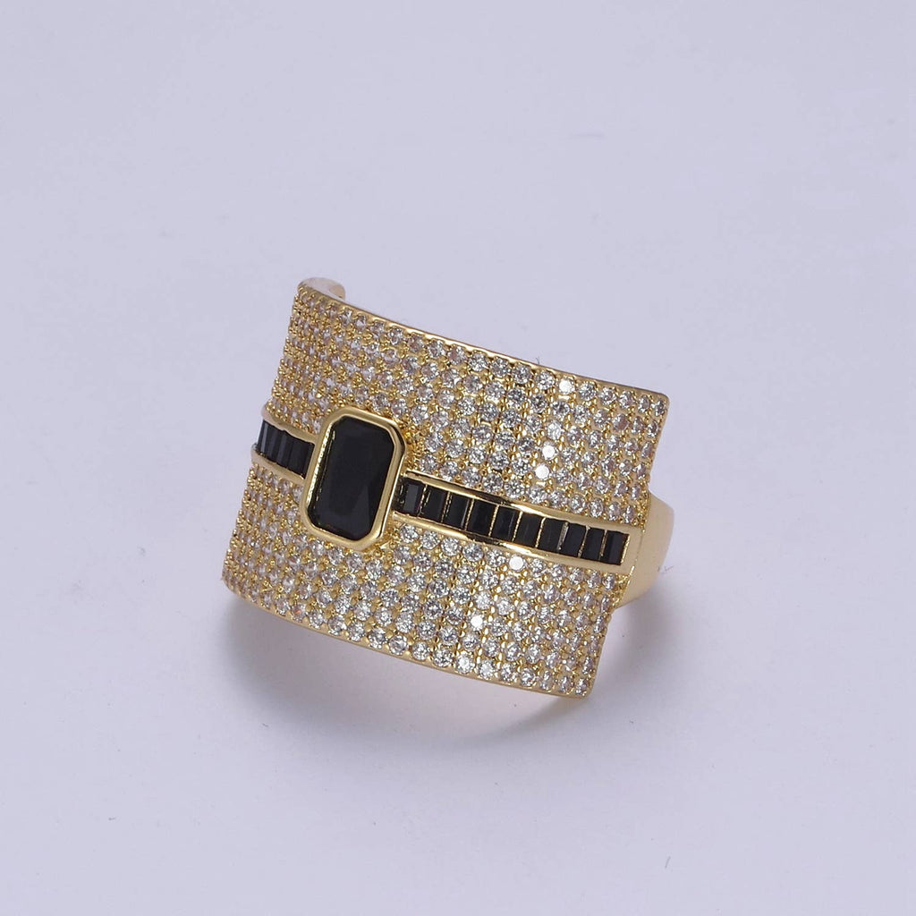 Colorful Micro Pave Adjustable Chunky Statement Ring