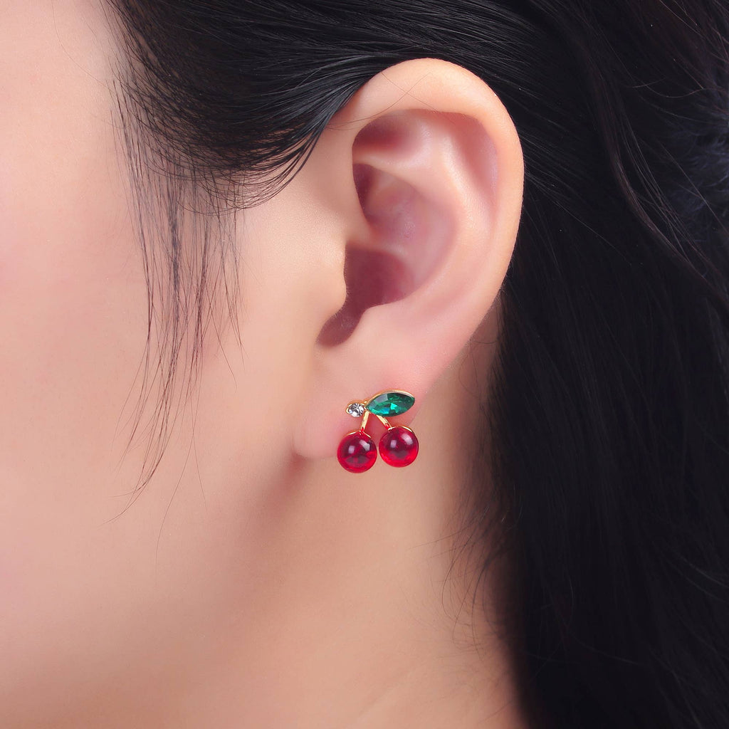 Red Cherry Stud Earring Summer Fruit Jewelry