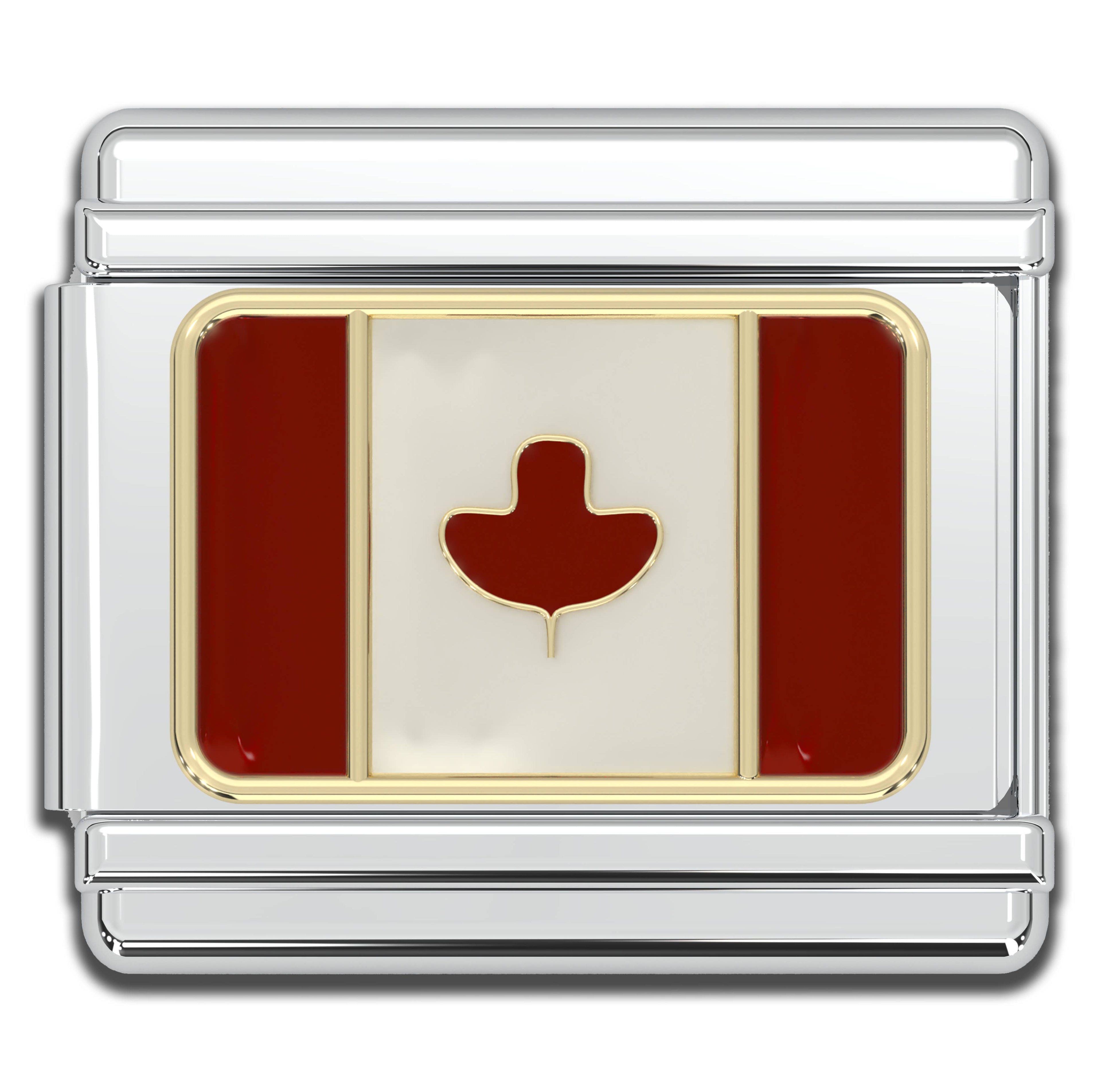 Italian Charms - Canada Flag, 9mm Enamel Bracelet Links