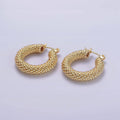 14K Gold Filled 25mm Twisted Rope Band Hoop Earrings AE660