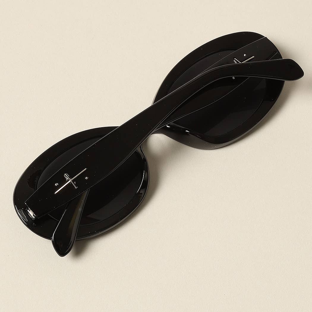 Women's Trendy Oval Glitter Sunglasses