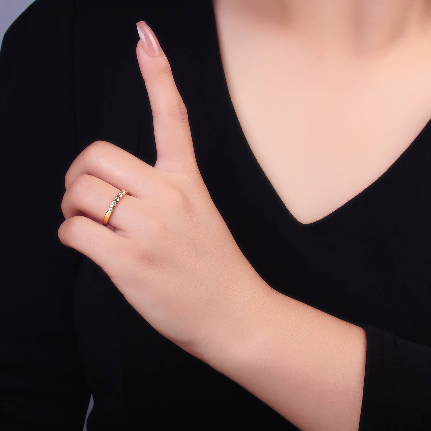 16K Gold Filled CZ Adjustable Minimalist Twisted Ring | U467