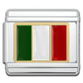 Italian Charms - Italy Flag, 9mm Enamel Bracelet Links
