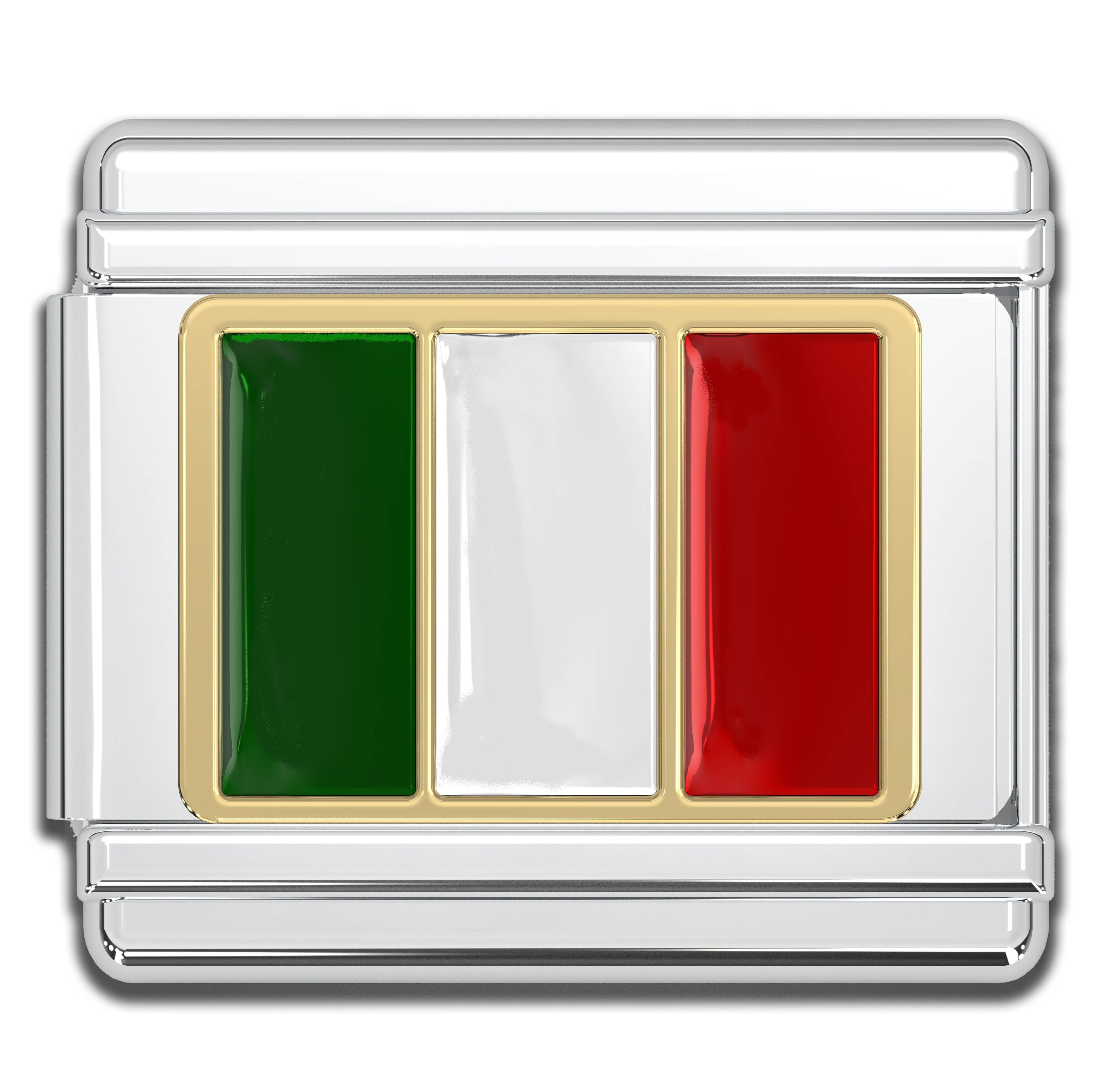 Italian Charms - Italy Flag, 9mm Enamel Bracelet Links