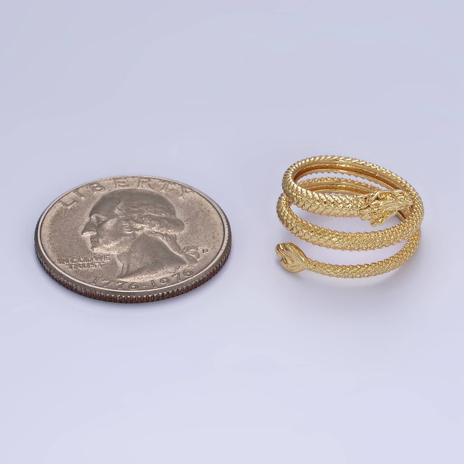 14K Gold Filled Dragon Scale-Textured Triple Band Wrap Ring