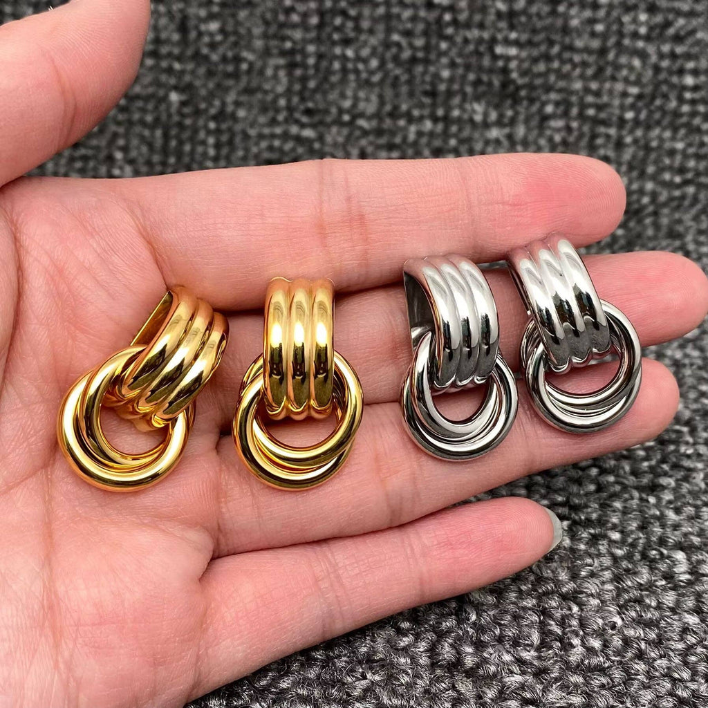 18K Gold Plated Stainless Steel Geometric Post Earrings -FGS