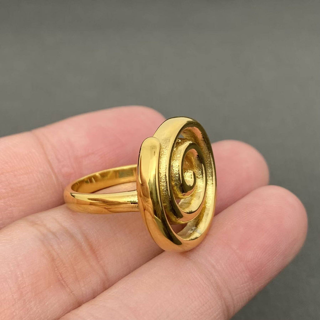 Swirl 18K Gold Plated Stainless Steel Ring - FGS