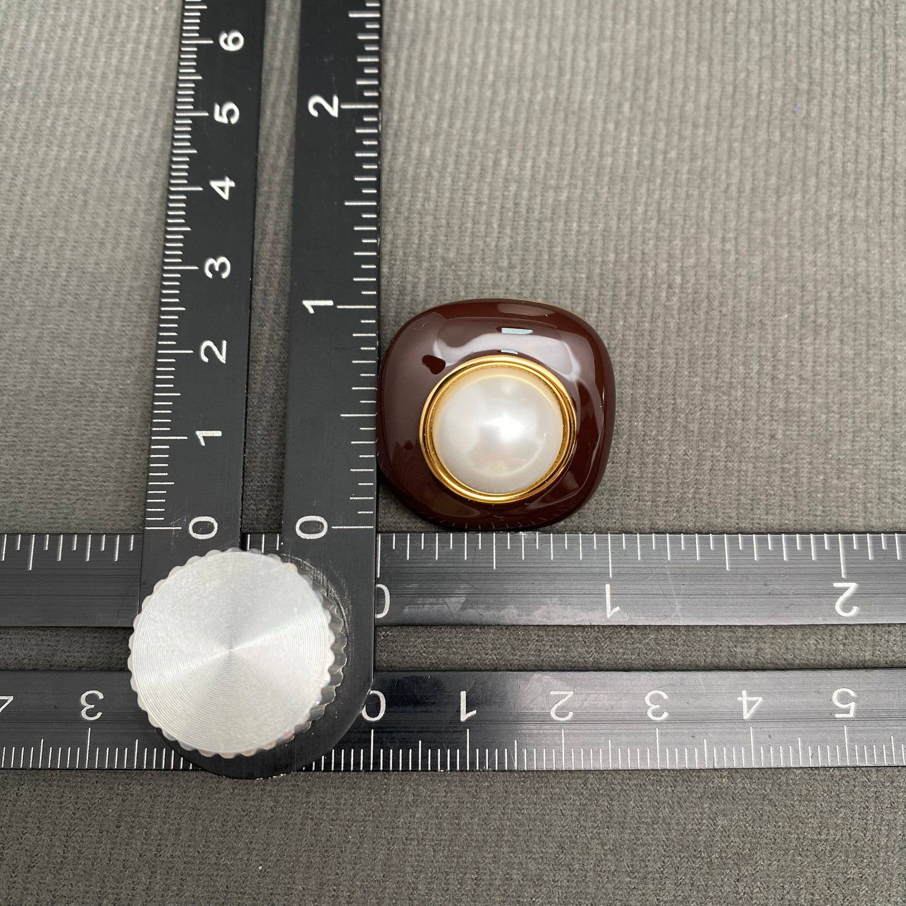 Pearl Inlaid Enamel 18K Gold Plated SS Post Earrings - FGS