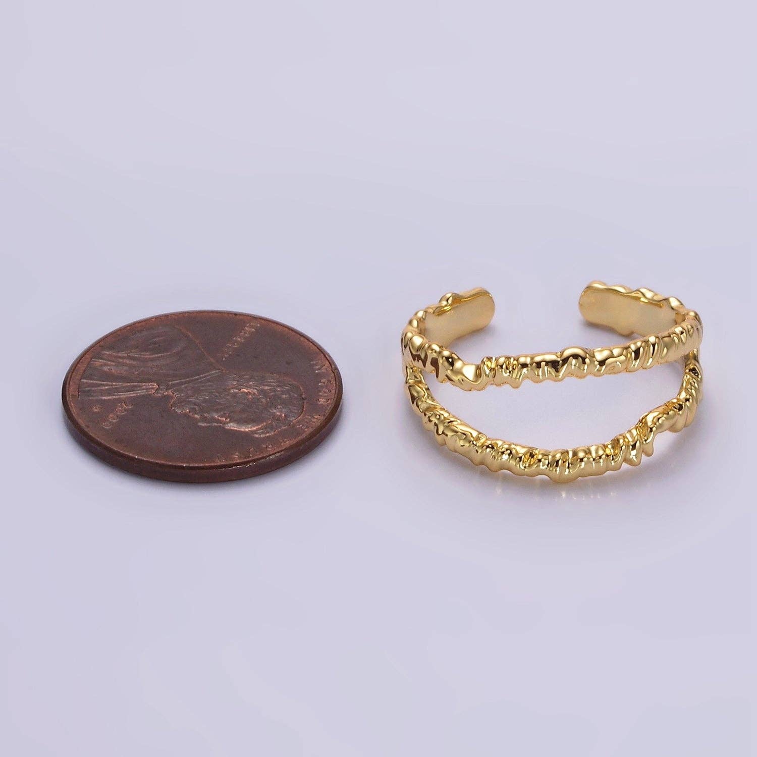 24K Gold Filled Open Double Molten Drip Band Ring