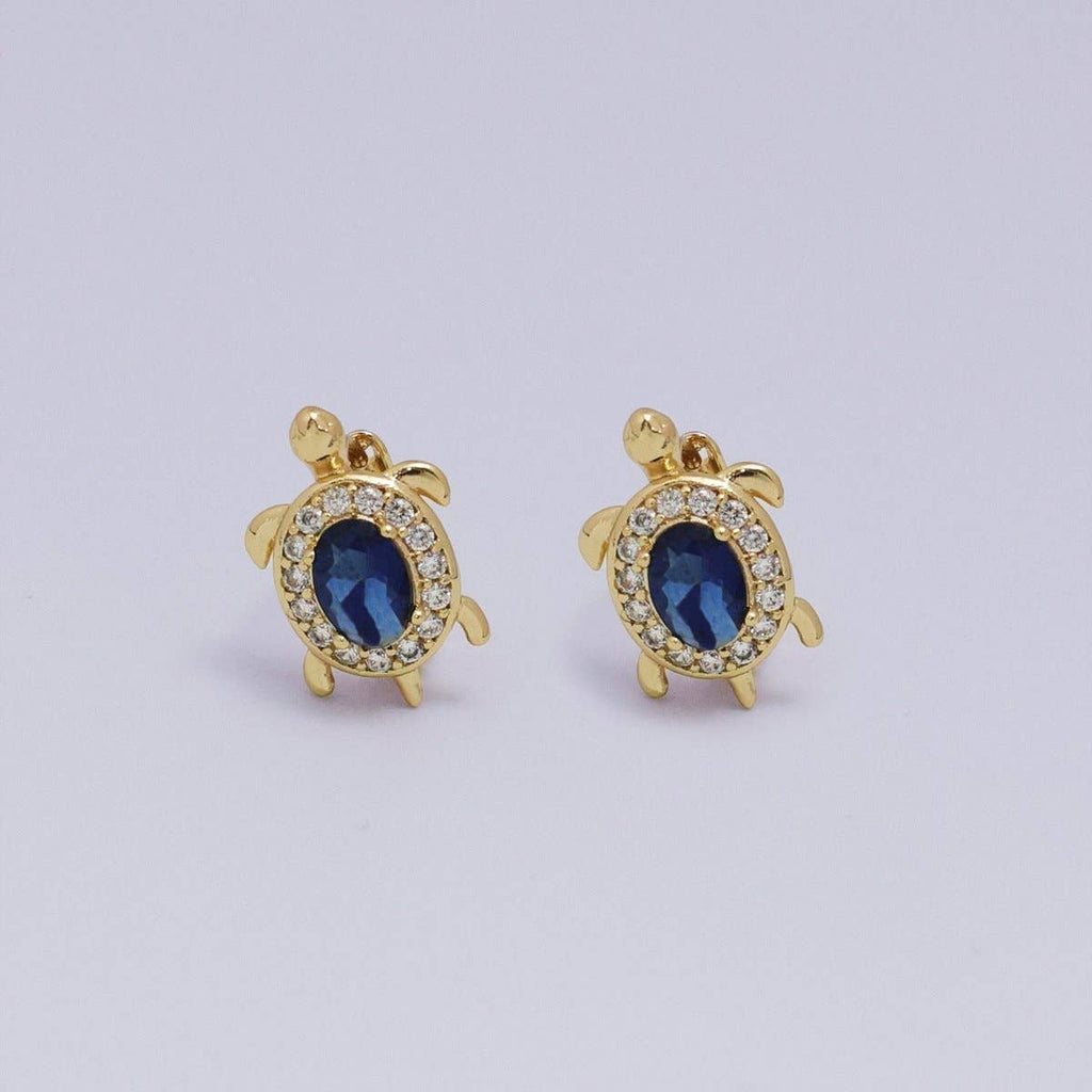 24K Gold Filled Micro Paved CZ Turtle Tortoise Animal Huggie Earrings | AB1036 - AB1062